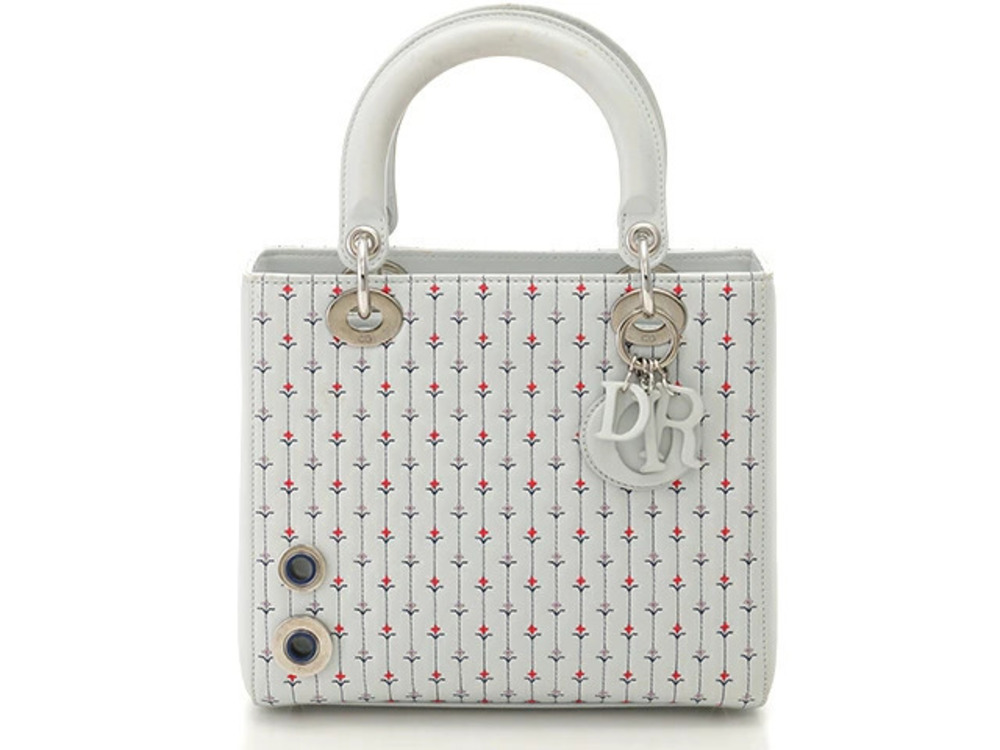 Christian Dior Cannage Handbag Blue Floral